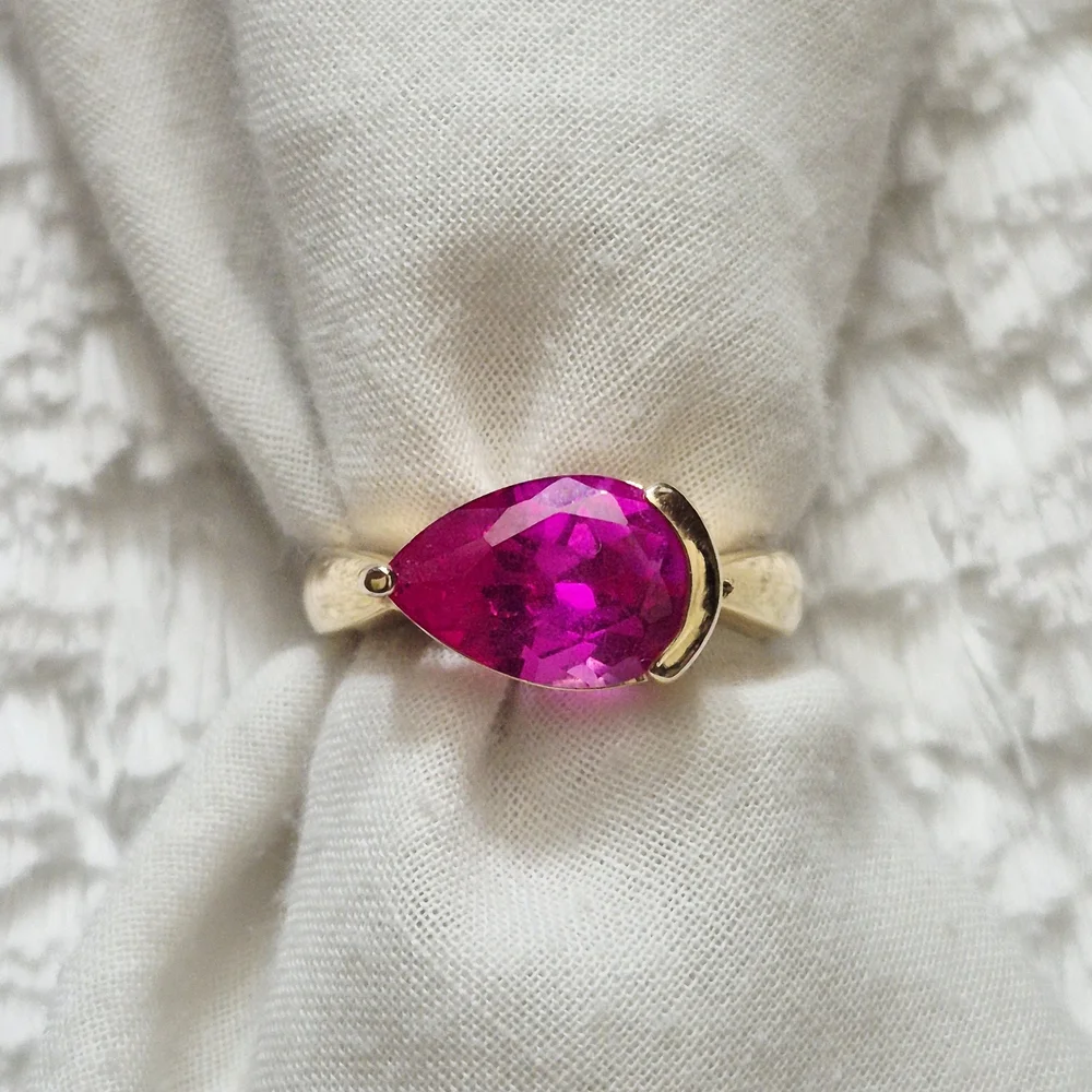 Vintage Gold Vermeil Pink Topaz Ring - Picture 2 of 8